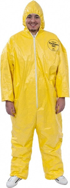 Dupont QC127SYL4X001200 Disposable Coveralls Splash & Chemical Protection, Size 4X-Large, 2.5000 oz, Tychem 2000, Stormflaps Closure