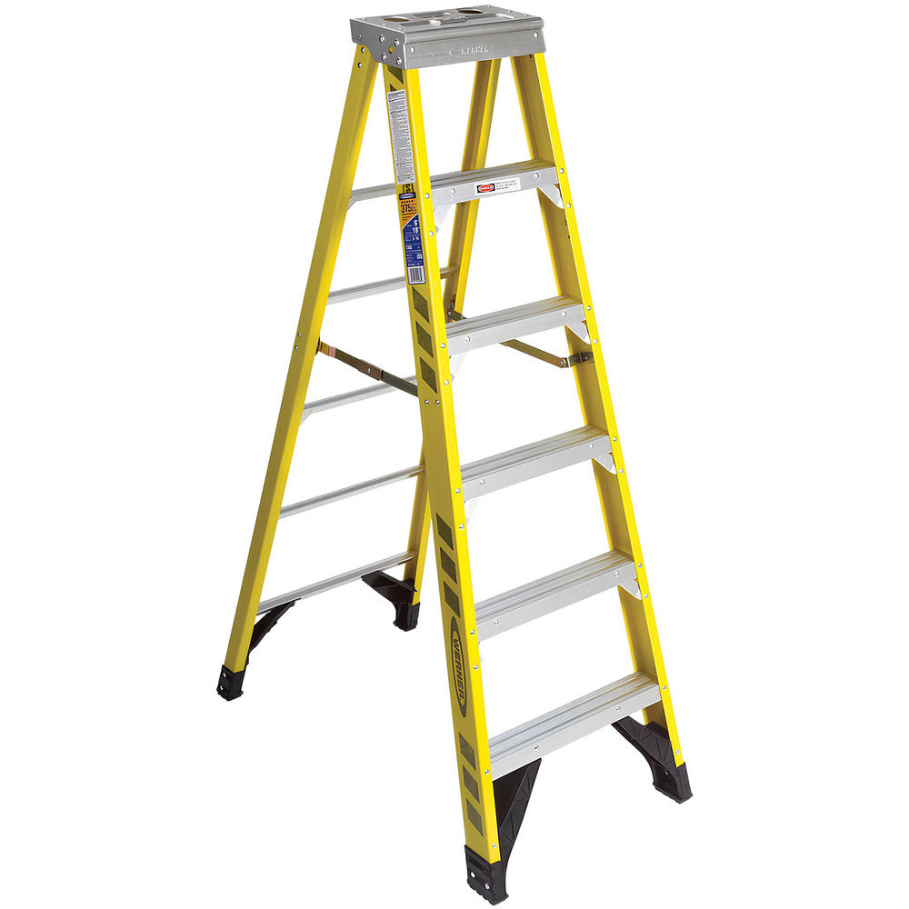 Werner 7306 5 Step Fiberglass Foldable Step Ladder Type IAA 375 lb Capacity 6' Height