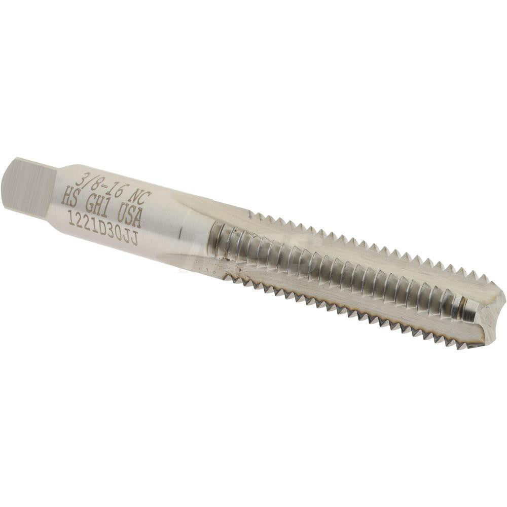Hertel K011090AS Straight Flute Tap 3/8-16 UNC, 3 Flute, Bottoming Chamfer, High-Speed Steel, Bright/Uncoated Finish