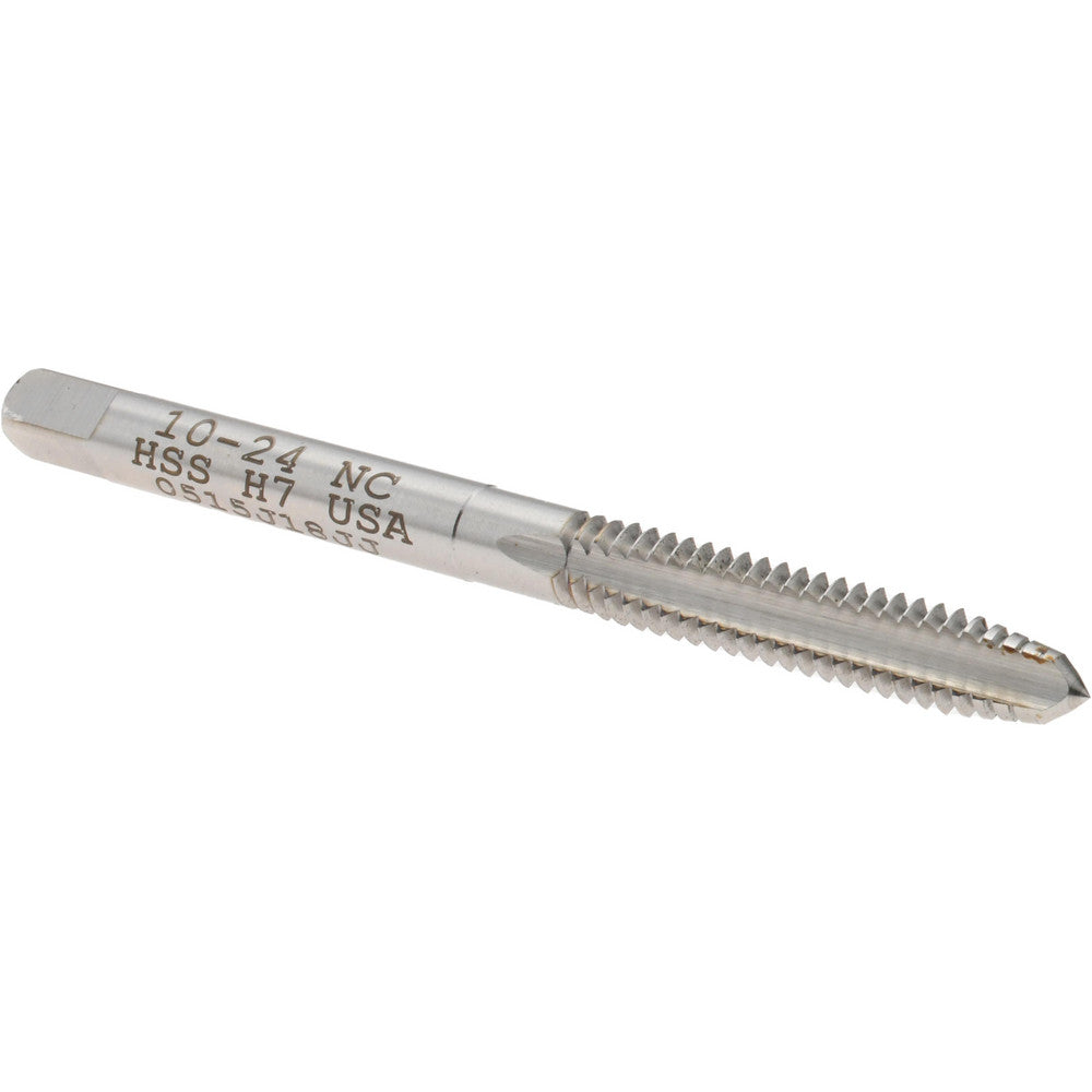 Hertel K008221AS Straight Flute Tap #10-24 UNC, 3 Flute, Plug Chamfer, High-Speed Steel, Bright/Uncoated Finish