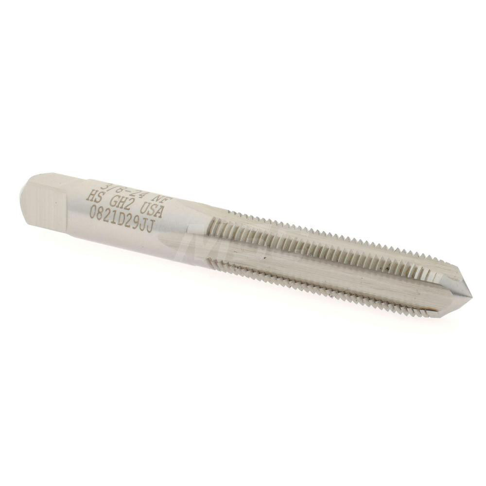 Hertel K008456AS Straight Flute Tap 3/8-24 UNF, 4 Flute, Plug Chamfer, High-Speed Steel, Bright/Uncoated Finish