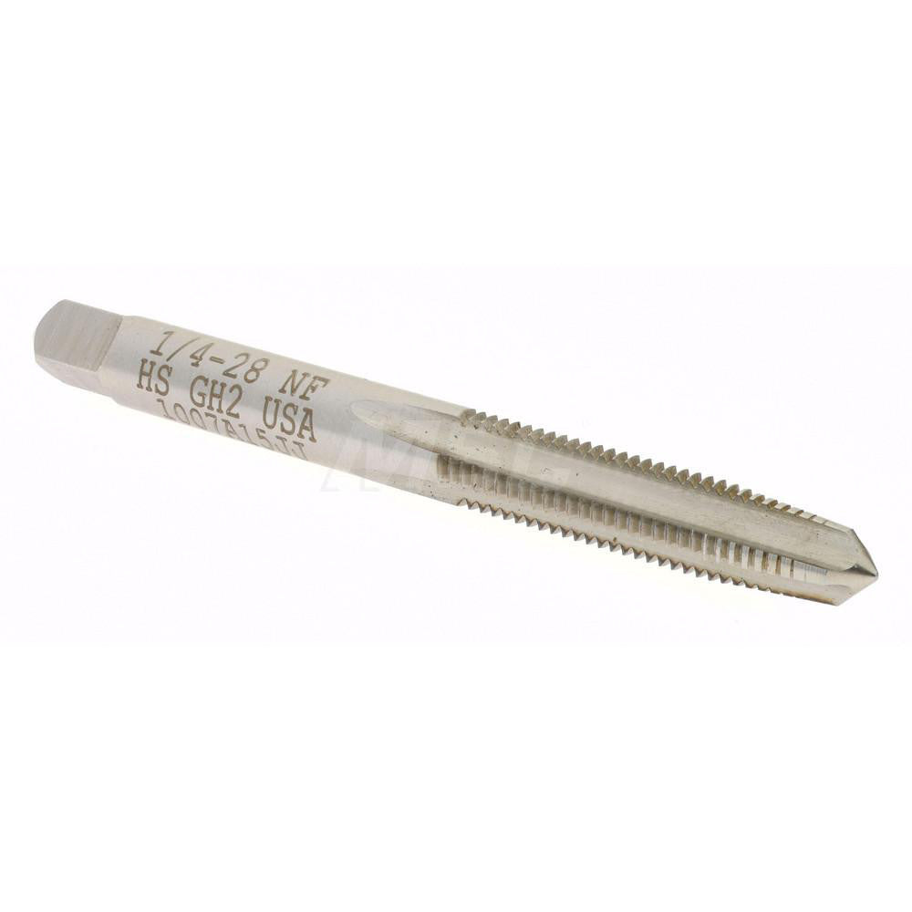 Hertel K008346AS Straight Flute Tap 1/4-28 UNF, 4 Flute, Taper Chamfer, High-Speed Steel, Bright/Uncoated Finish