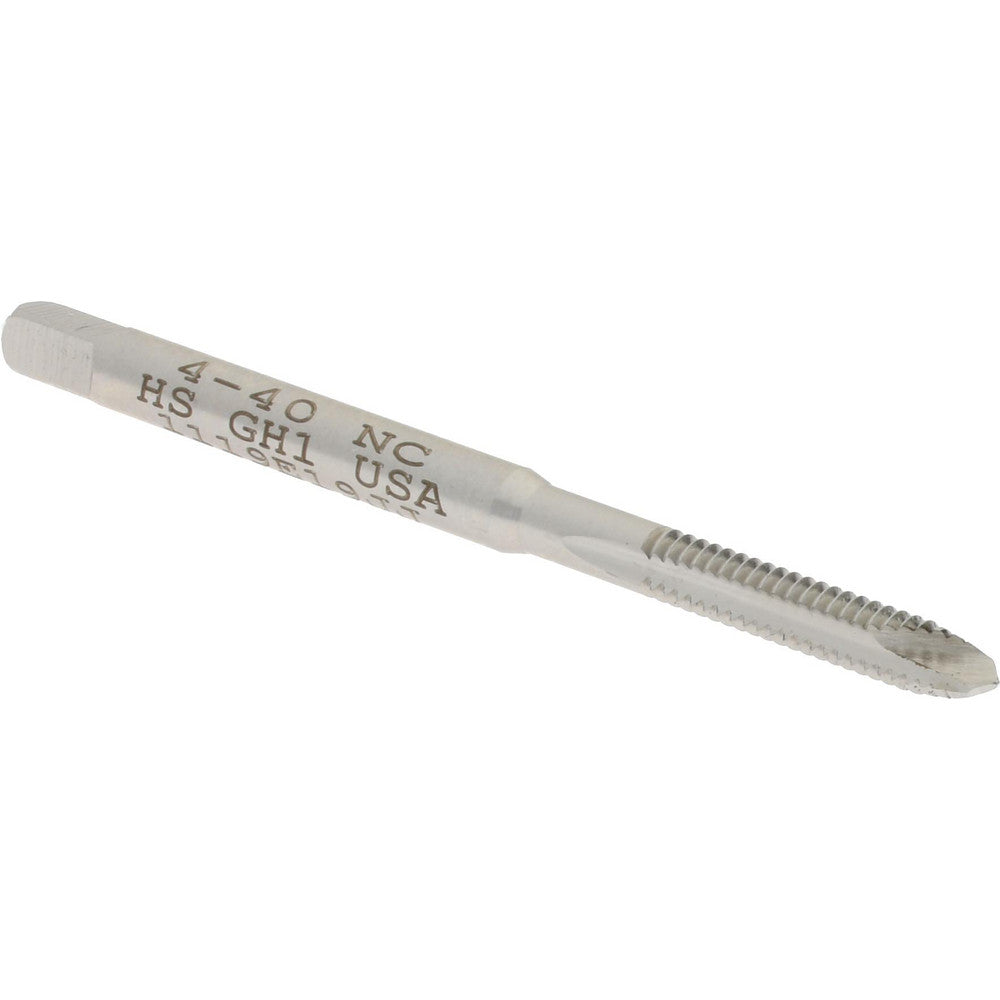 Hertel K008089AS Spiral Point Tap #4-40 UNC, 2 Flutes, Plug Chamfer, HSS, Bright/Uncoated Coated