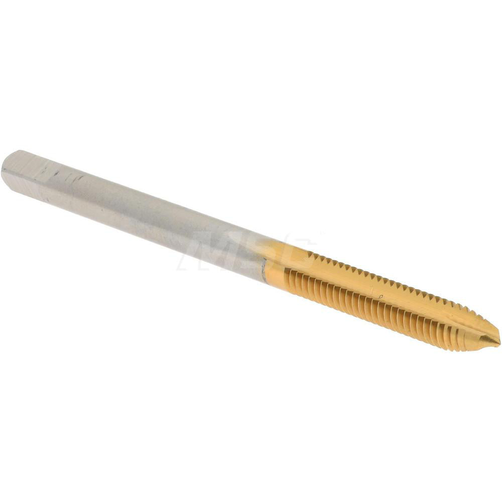 Hertel K008175AS25 Spiral Point Tap #6-40 UNF, 2 Flutes, Plug Chamfer, 2B/3B Class of Fit, HSS, TiN Coated
