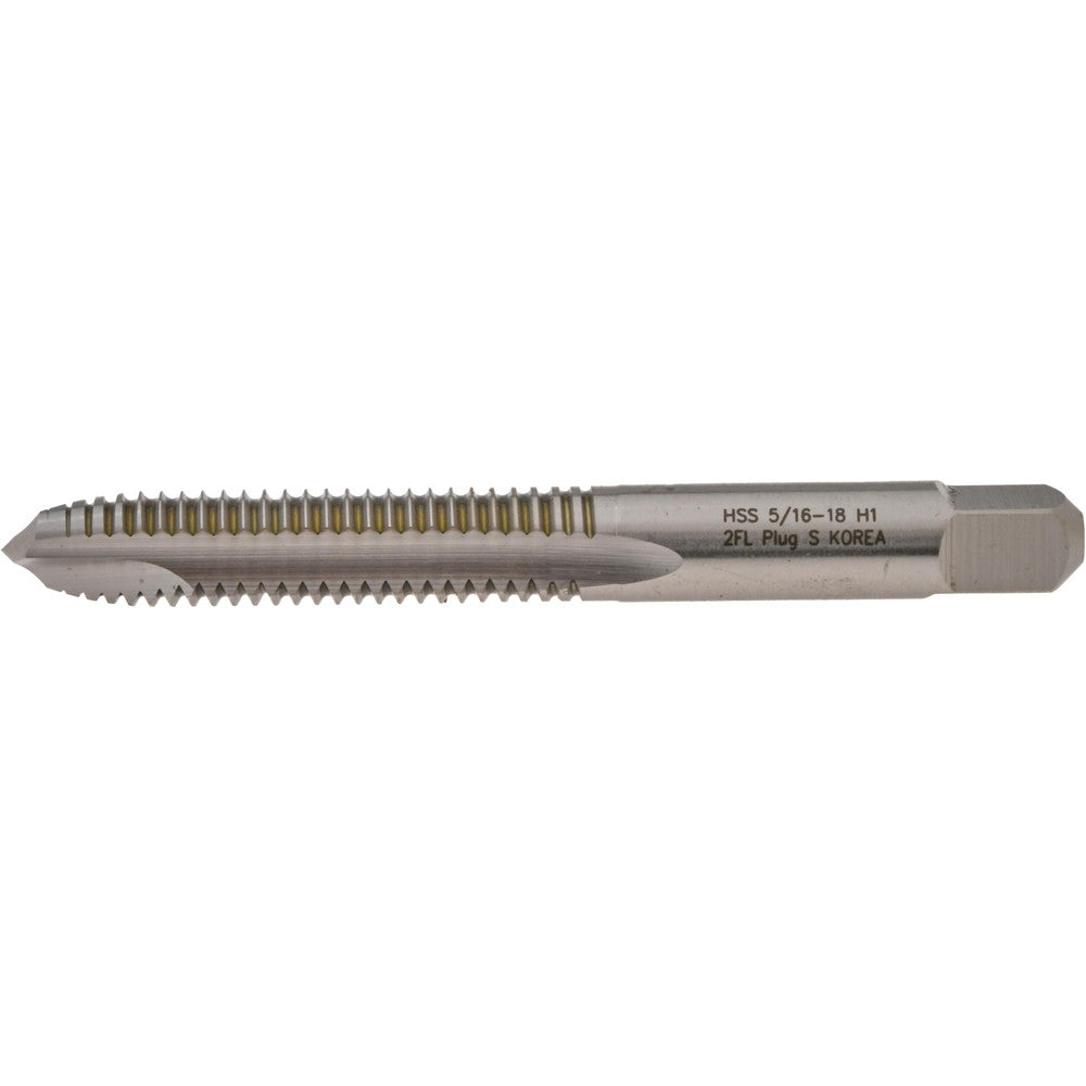 Hertel K008389AS Spiral Point Tap 5/16-18 UNC, 2 Flutes, Plug Chamfer, HSS, Bright/Uncoated Coated