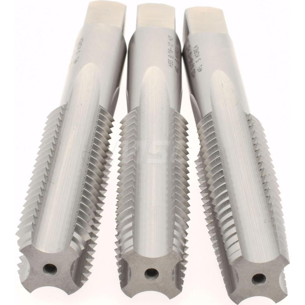 Hertel K008931AS Tap Set 9/16-12 UNC, 4 Flute, High Speed Steel, Bright Finish