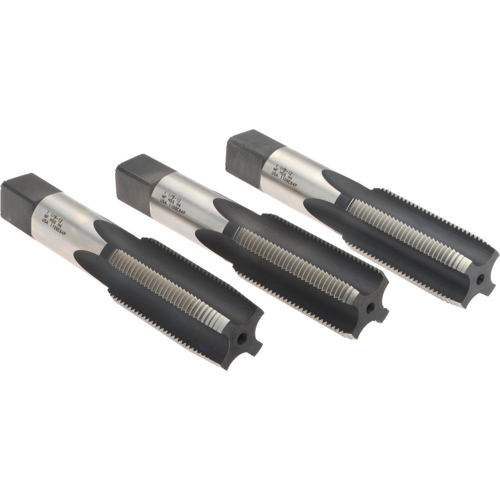 Hertel K008945AS Tap Set 1-1/8-12 UNF, 4 Flute, High Speed Steel, Bright Finish