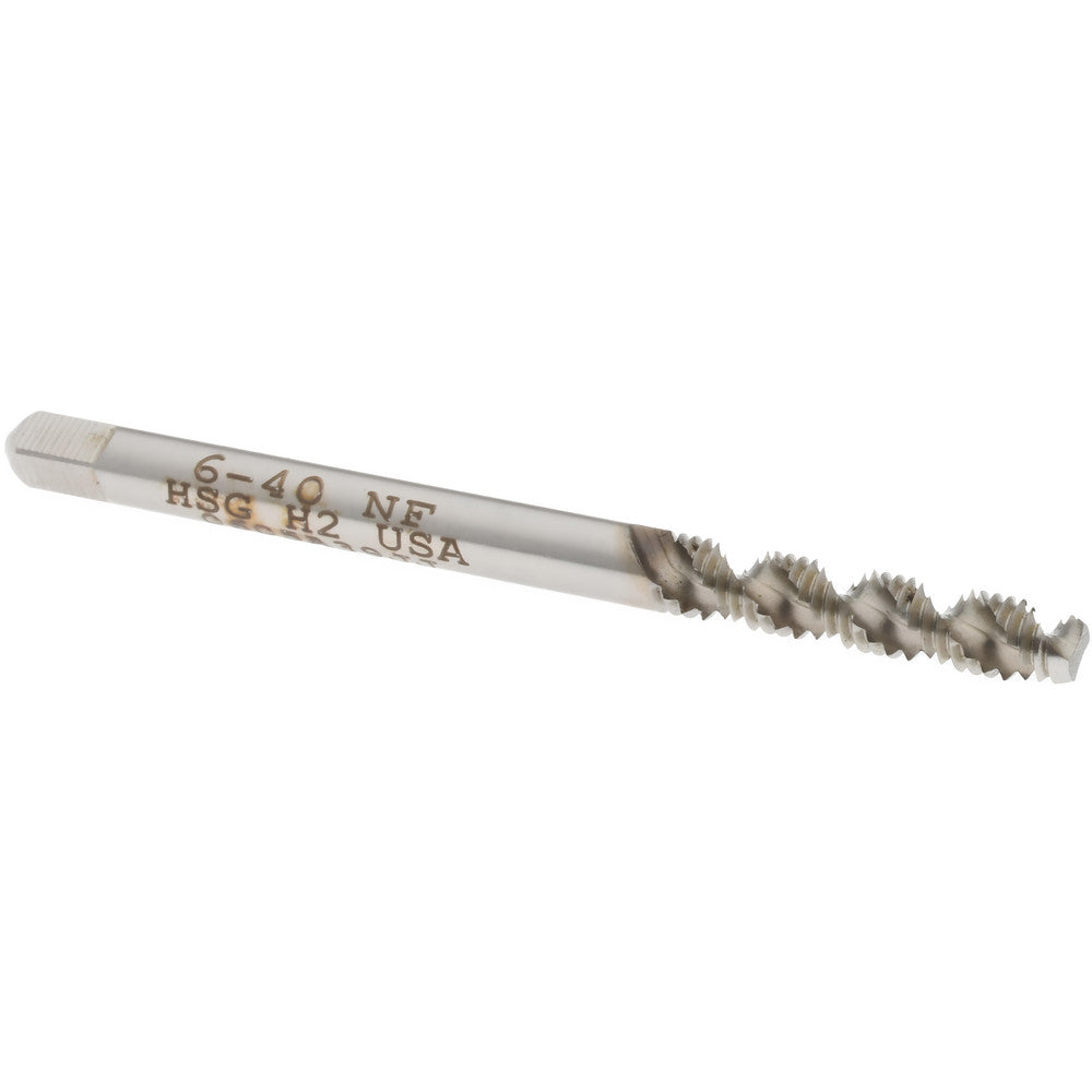 Hertel 008178AS Spiral Flute Tap #6-40, UNF, 2 Flute, Bottoming Chamfer, 2B/3B Class of Fit, High-Speed Steel, Bright/Uncoated Finish