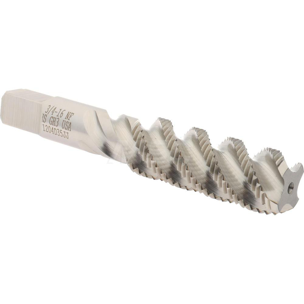 Hertel K008614AS Spiral Flute Tap 3/4-16, UNF, 4 Flute, Bottoming Chamfer, 3B Class of Fit, High-Speed Steel, Bright/Uncoated Finish