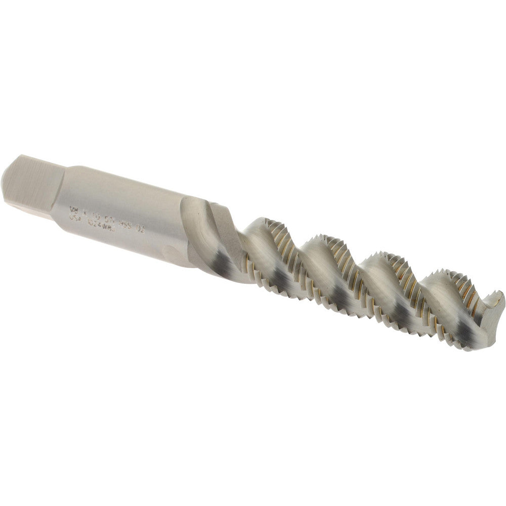 Hertel K007362AS M8x1.00 Metric Fine/EGM, 3 Flute, 52° Helix, Bottoming Chamfer, Bright Finish, High Speed Steel Spiral Flute STI Tap