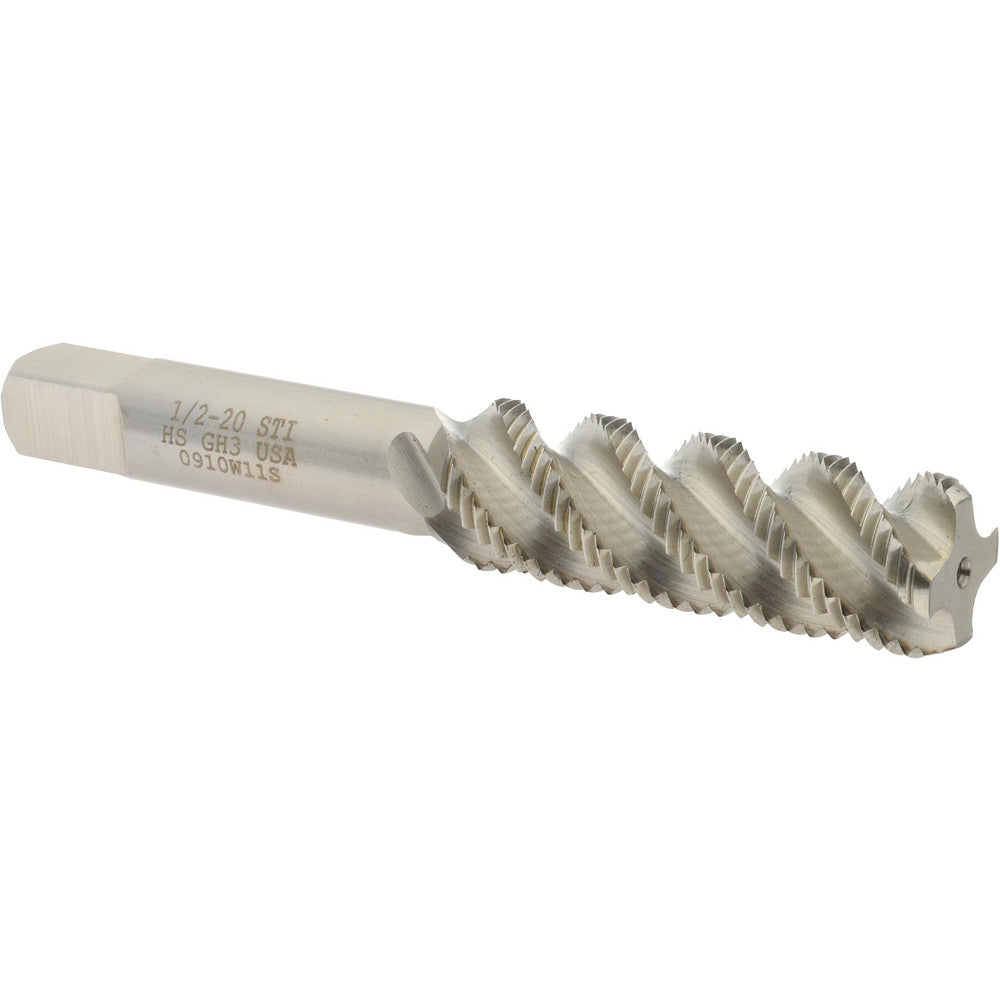 Hertel K007340AS 1/2-20 UNF, 4 Flute, 52° Helix, Bottoming Chamfer, Bright Finish, High Speed Steel Spiral Flute STI Tap