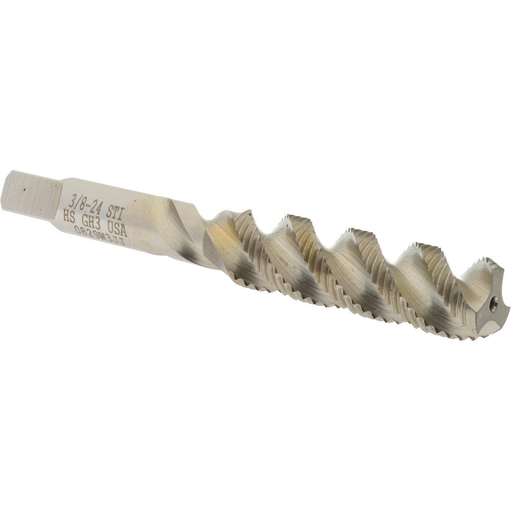 Hertel K007333AS 3/8-24 UNF, 3 Flute, 52° Helix, Bottoming Chamfer, Bright Finish, High Speed Steel Spiral Flute STI Tap