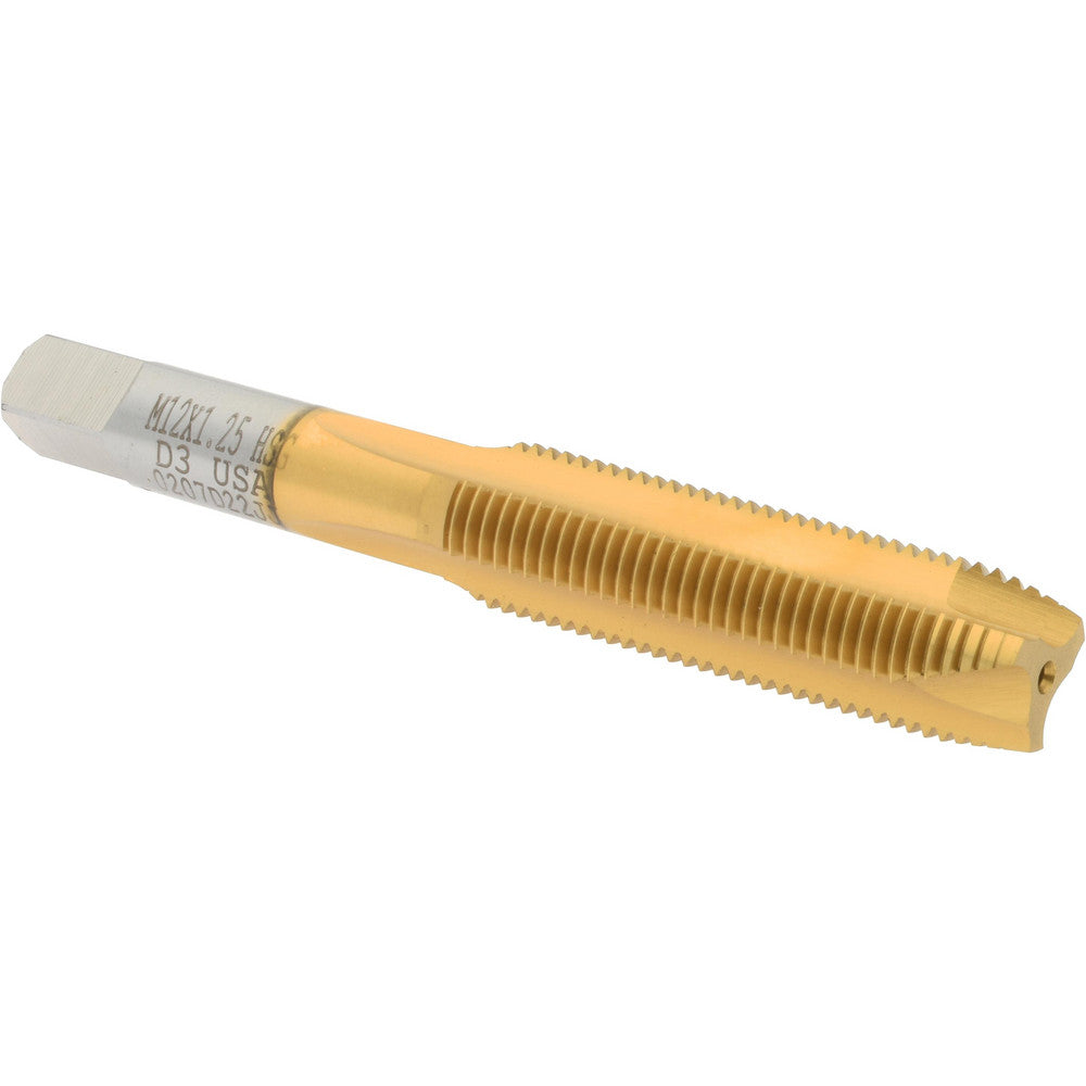 Hertel K020299AS25 Spiral Point Tap M12x1.25 Metric Fine, 3 Flutes, Plug Chamfer, HSS, TiN Coated