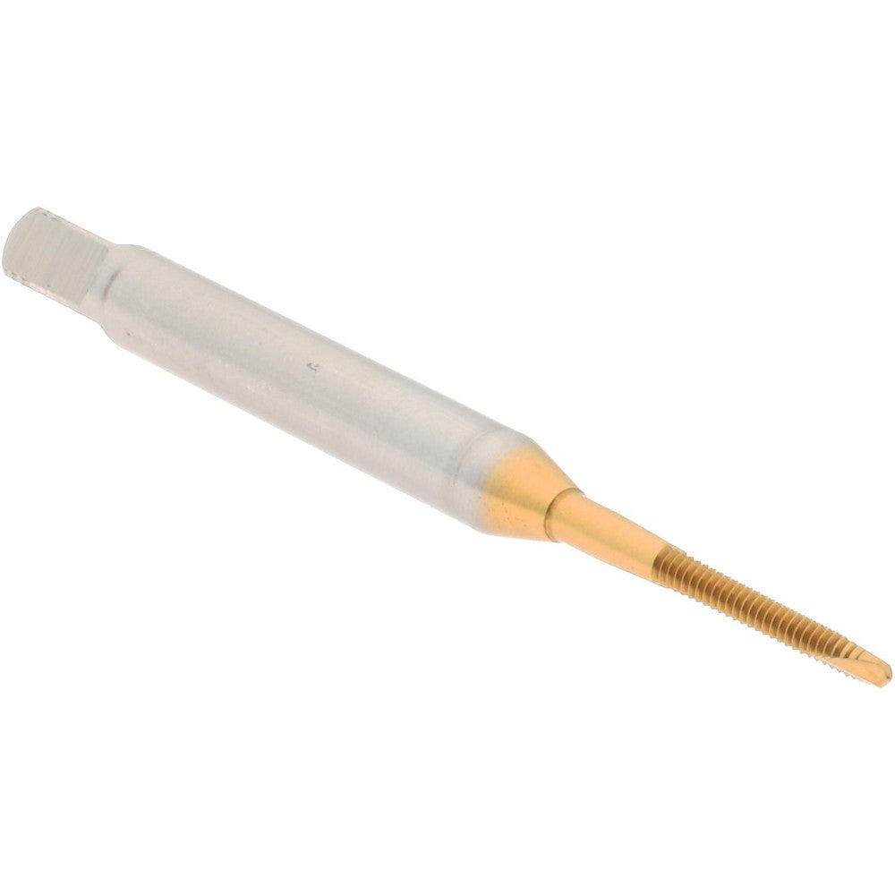 Hertel K027703AS25 Spiral Point Tap M1.6x0.35 Metric Coarse, 2 Flutes, Plug Chamfer, 6H Class of Fit, HSS, TiN Coated