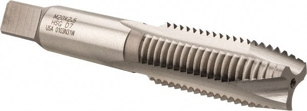 Hertel K027798AS Spiral Point Tap M20x2.5 Metric Coarse, 3 Flutes, Plug Chamfer, 6H Class of Fit, HSS, Bright/Uncoated Coated