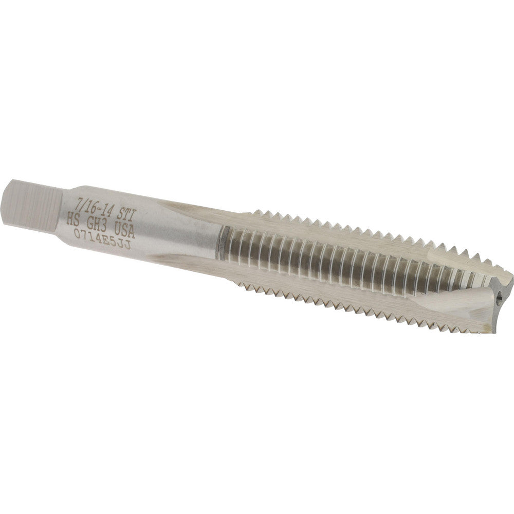 Hertel K007122AS Spiral Point STI Tap 7/16-14 UNC, 3 Flutes, Plug, High Speed Steel, Bright/Uncoated