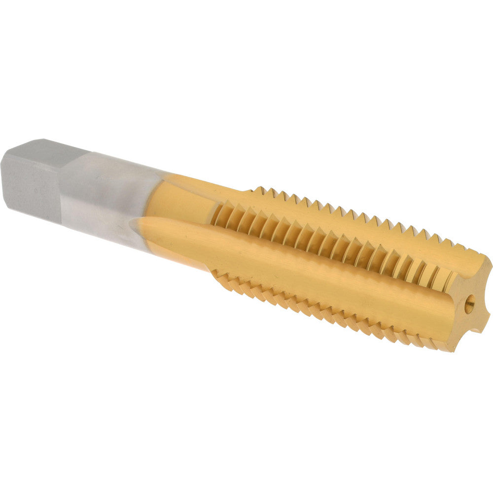 Hertel K027809AS25 Straight Flute Tap M24x3 Metric Coarse, 4 Flute, Plug Chamfer, 6H Class of Fit, High-Speed Steel, Titanium Nitride Finish