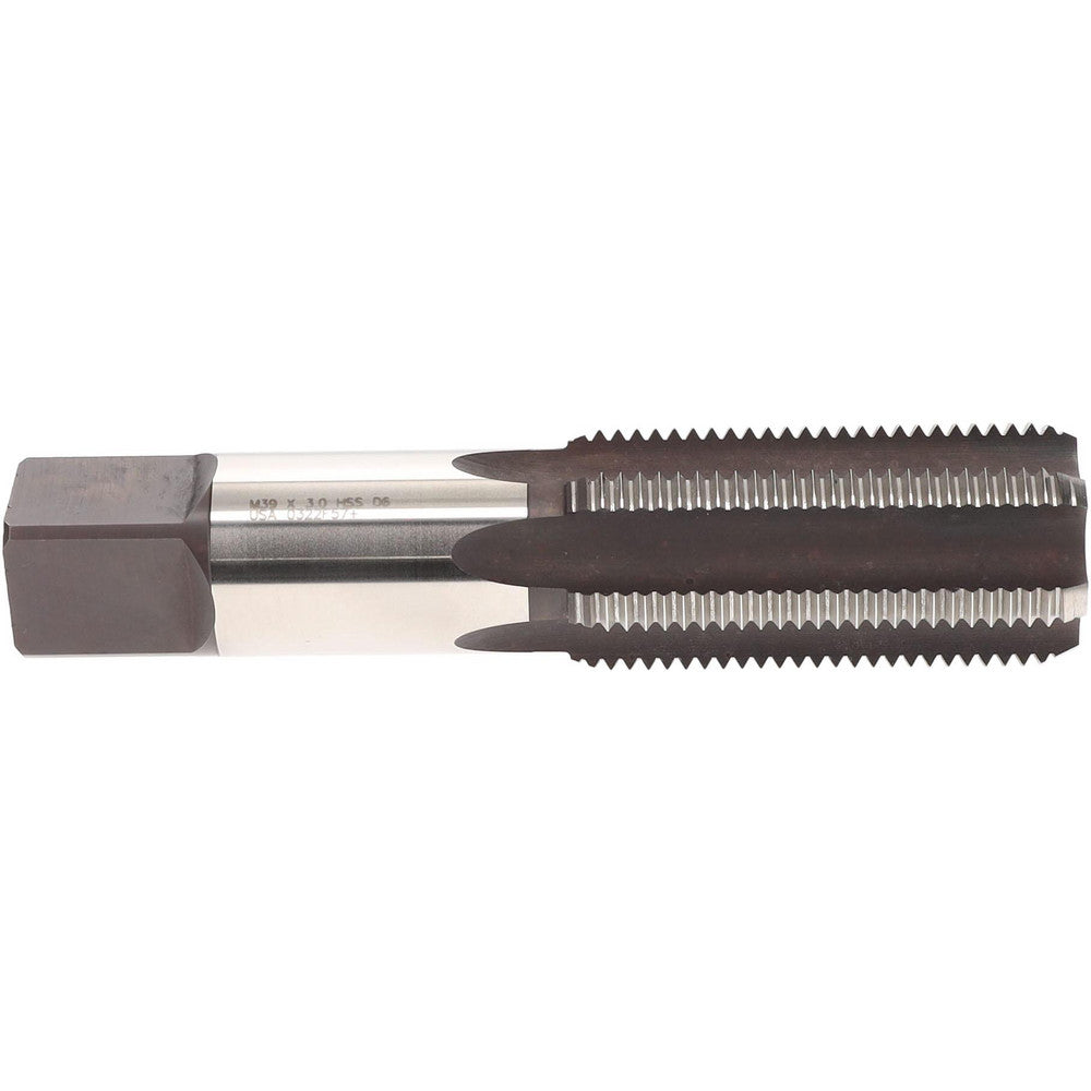 Hertel K020683AS Straight Flute Tap M39x3 Metric Fine, 6 Flute, Bottoming Chamfer, High-Speed Steel, Bright/Uncoated Finish