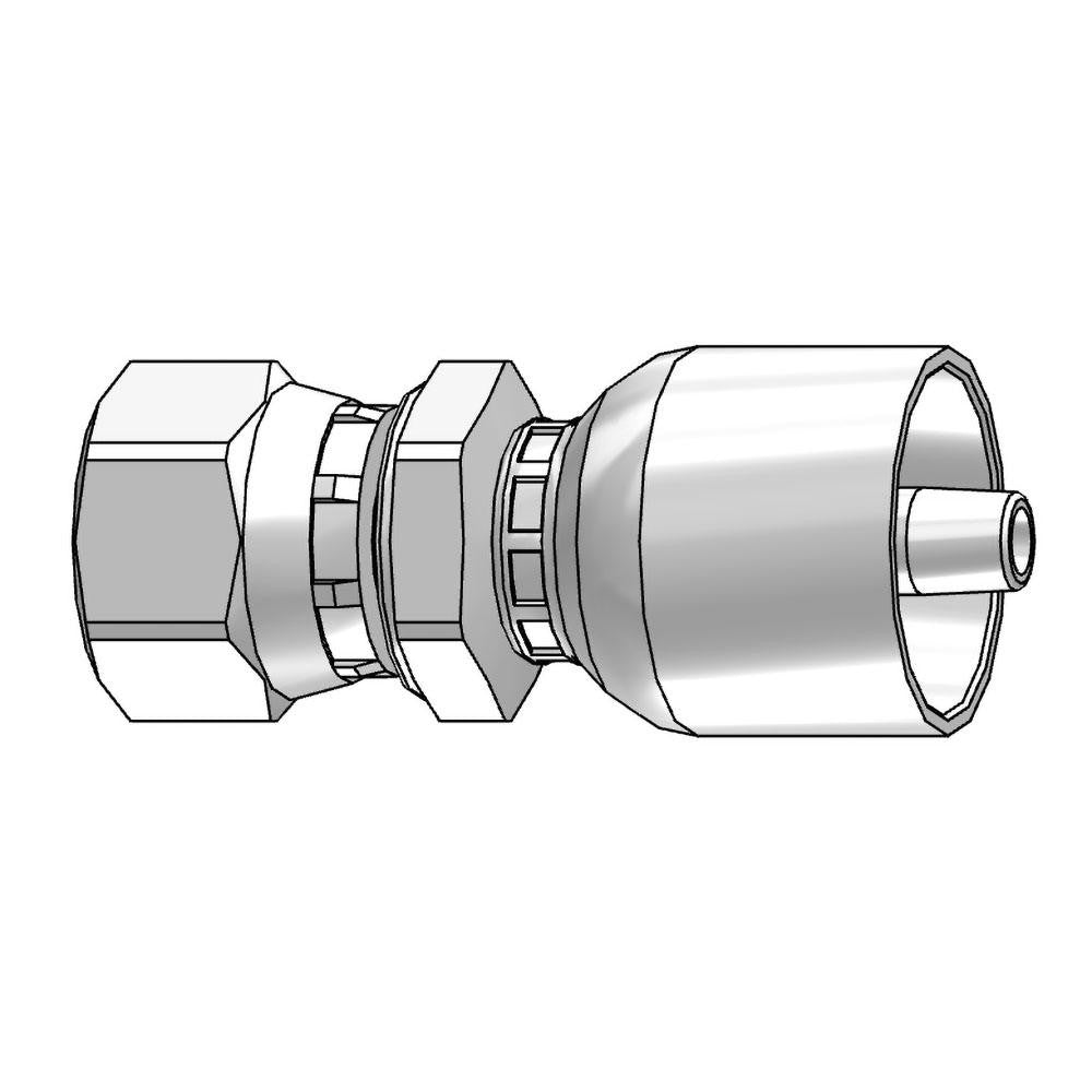 Parker Hannifin 1FU43-6-6 Hydraulic Hose Female BSP Parallel Pipe Swivel Fitting 0.3750" Hose ID, Hose Size 6, 3/8-19 Thread