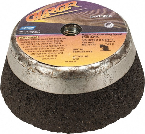 Norton 66253146920 Tool & Cutting Grinding Wheel 5" Dia, 16 Grit, Q Hardness, Type 11