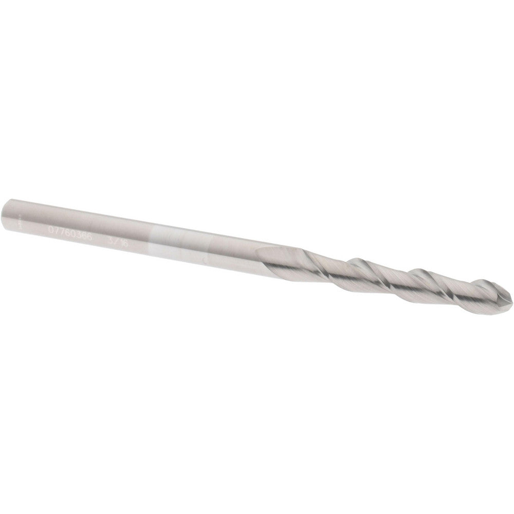 Accupro 07760366 Ball End Mill 0.1875" Dia, 1.125" LOC, 2 Flute, Solid Carbide