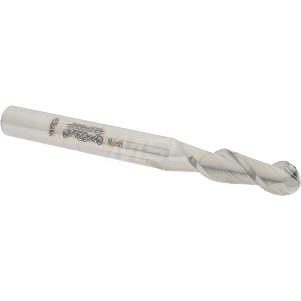 Accupro 07760440 Ball End Mill 0.25" Dia, 0.75" LOC, 2 Flute, Solid Carbide