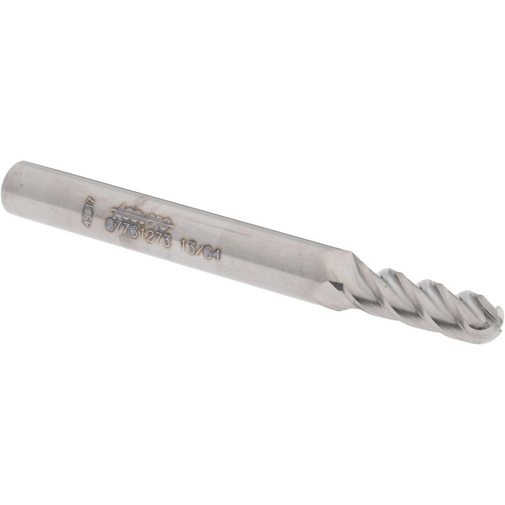 Accupro 07761273 Ball End Mill 0.2031" Dia, 0.625" LOC, 4 Flute, Solid Carbide