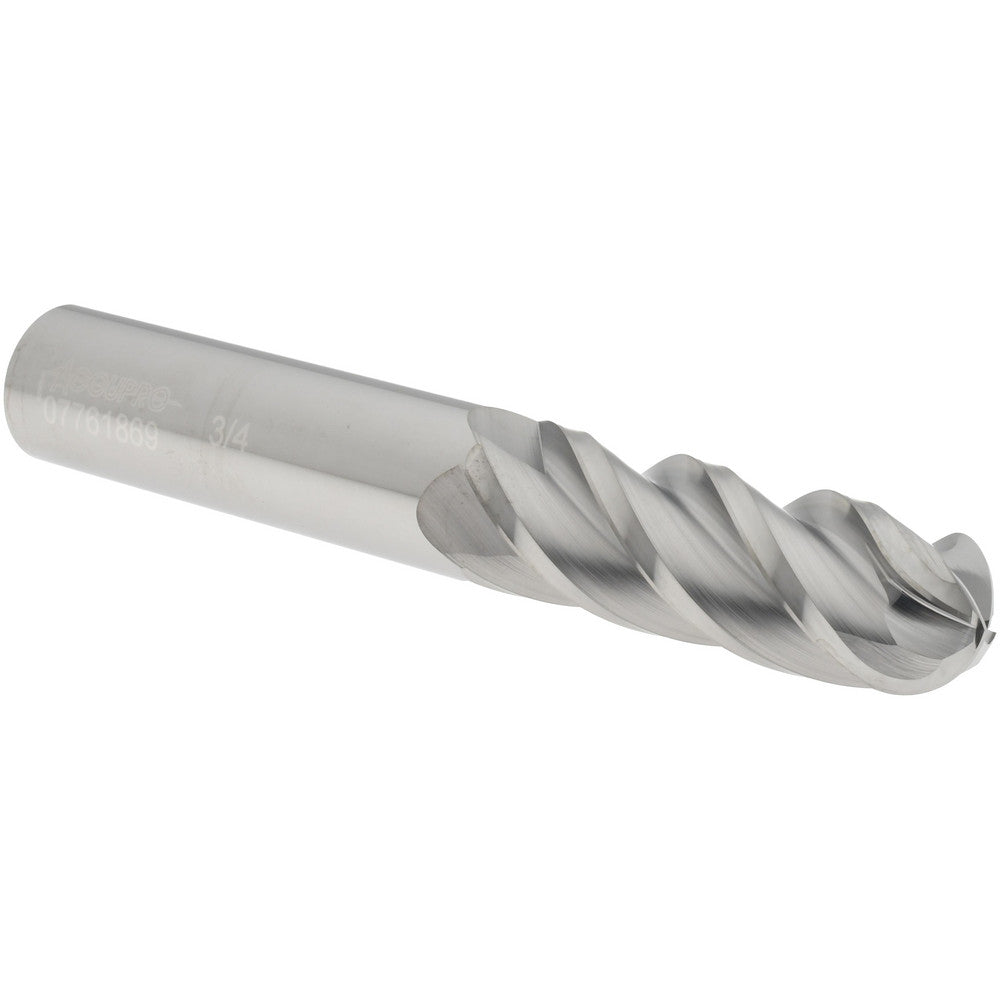 Accupro 07761869 Ball End Mill 0.75" Dia, 2.25" LOC, 4 Flute, Solid Carbide