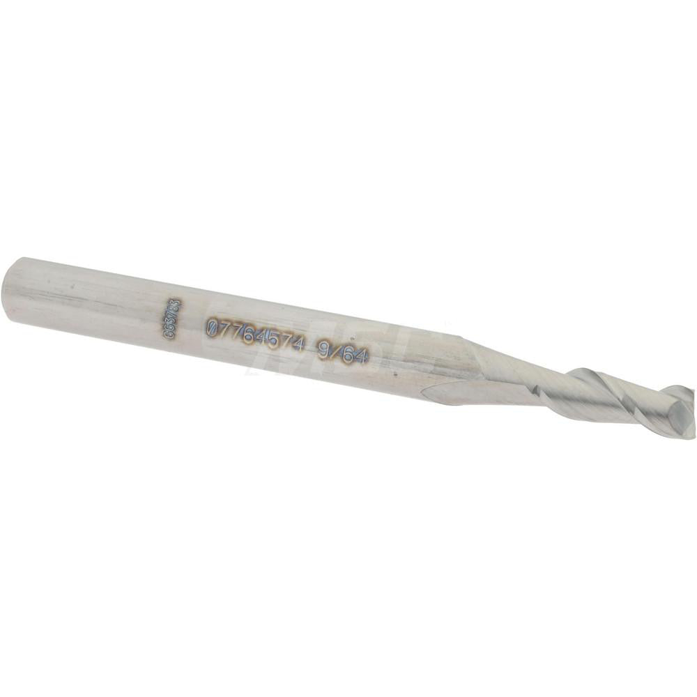 Accupro 07764574 Square End Mill 9/64'' Dia, 3/8'' LOC, 3/16'' Shank Dia, 2'' OAL, 2 Flutes, Solid Carbide