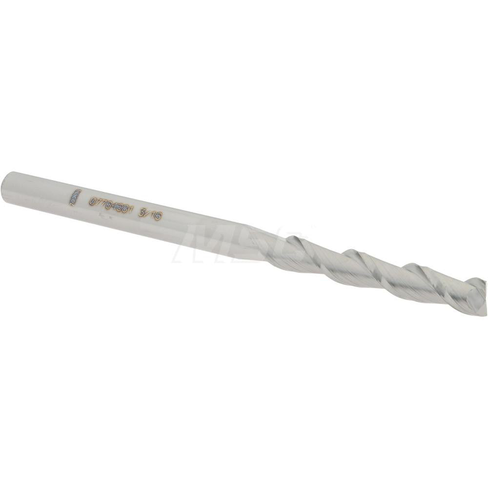 Accupro 07764681 Square End Mill 3/16'' Dia, 1-1/8'' LOC, 3/16'' Shank Dia, 3'' OAL, 2 Flutes, Solid Carbide