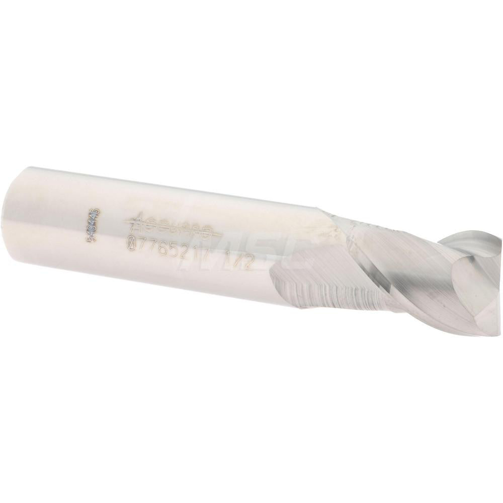 Accupro 07765217 Square End Mill 1/2'' Dia, 5/8'' LOC, 1/2'' Shank Dia, 2-1/2'' OAL, 2 Flutes, Solid Carbide