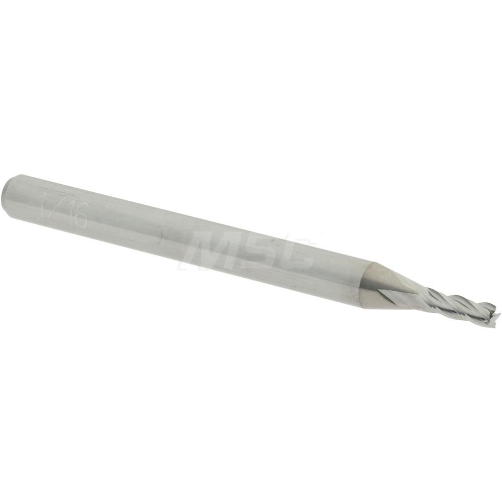 Accupro 07765456 Square End Mill 1/16'' Dia, 3/16'' LOC, 1/8'' Shank Dia, 1-1/2'' OAL, 4 Flutes, Solid Carbide