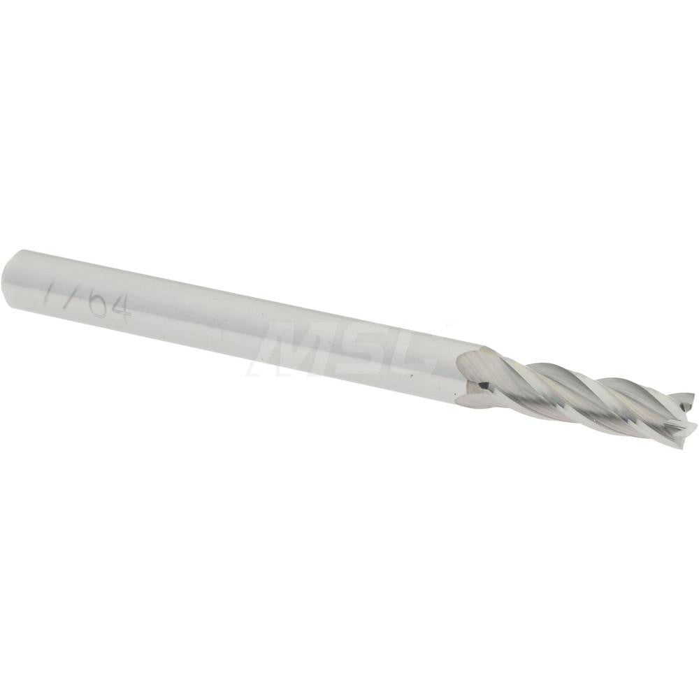 Accupro 07765506 Square End Mill 7/64'' Dia, 3/8'' LOC, 1/8'' Shank Dia, 1-1/2'' OAL, 4 Flutes, Solid Carbide
