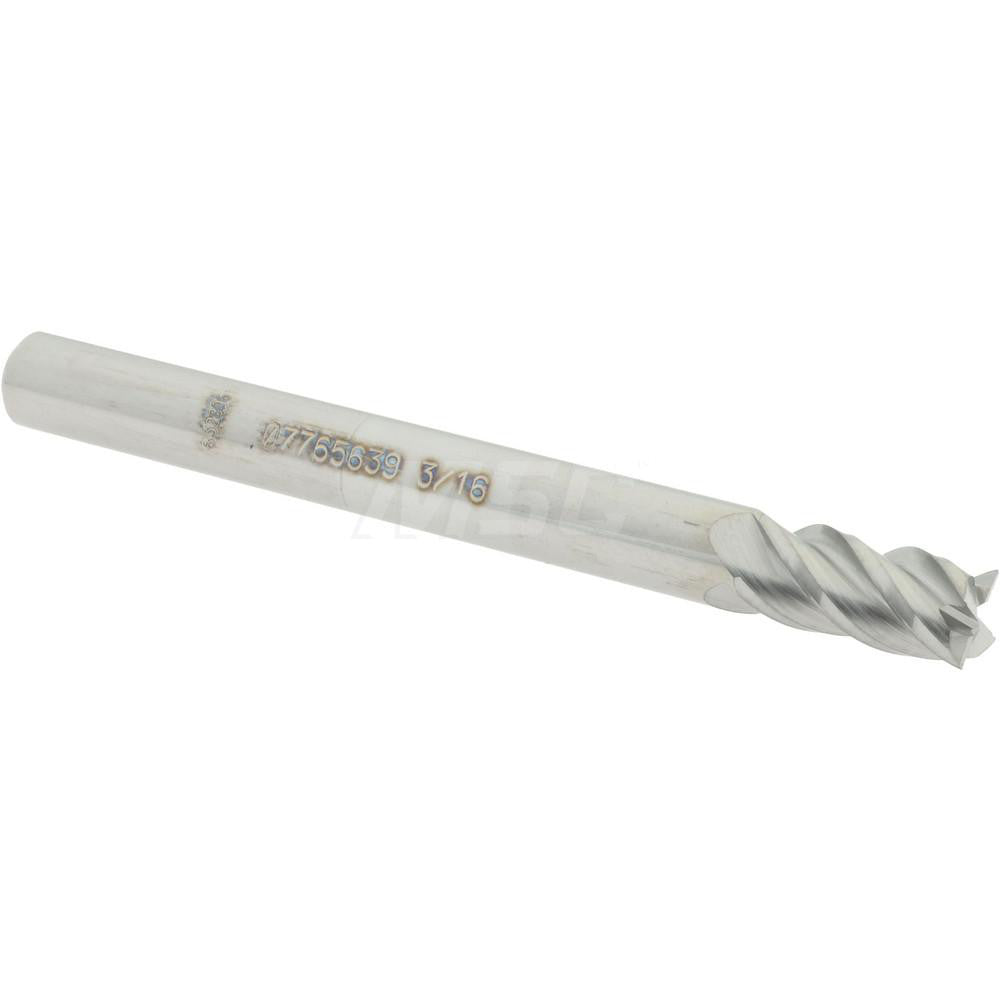 Accupro 07765639 Square End Mill 3/16'' Dia, 3/8'' LOC, 3/16'' Shank Dia, 2'' OAL, 4 Flutes, Solid Carbide