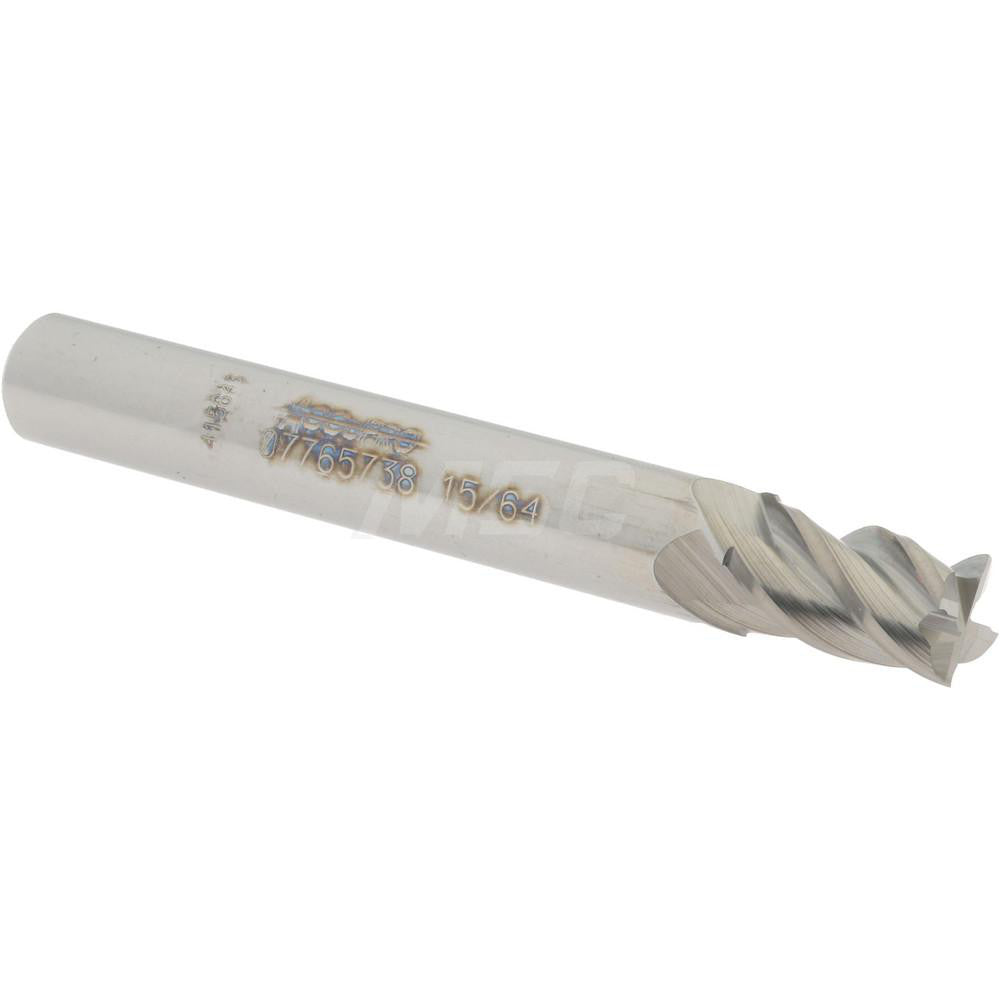 Accupro 07765738 Square End Mill 15/64'' Dia, 3/8'' LOC, 1/4'' Shank Dia, 2'' OAL, 4 Flutes, Solid Carbide