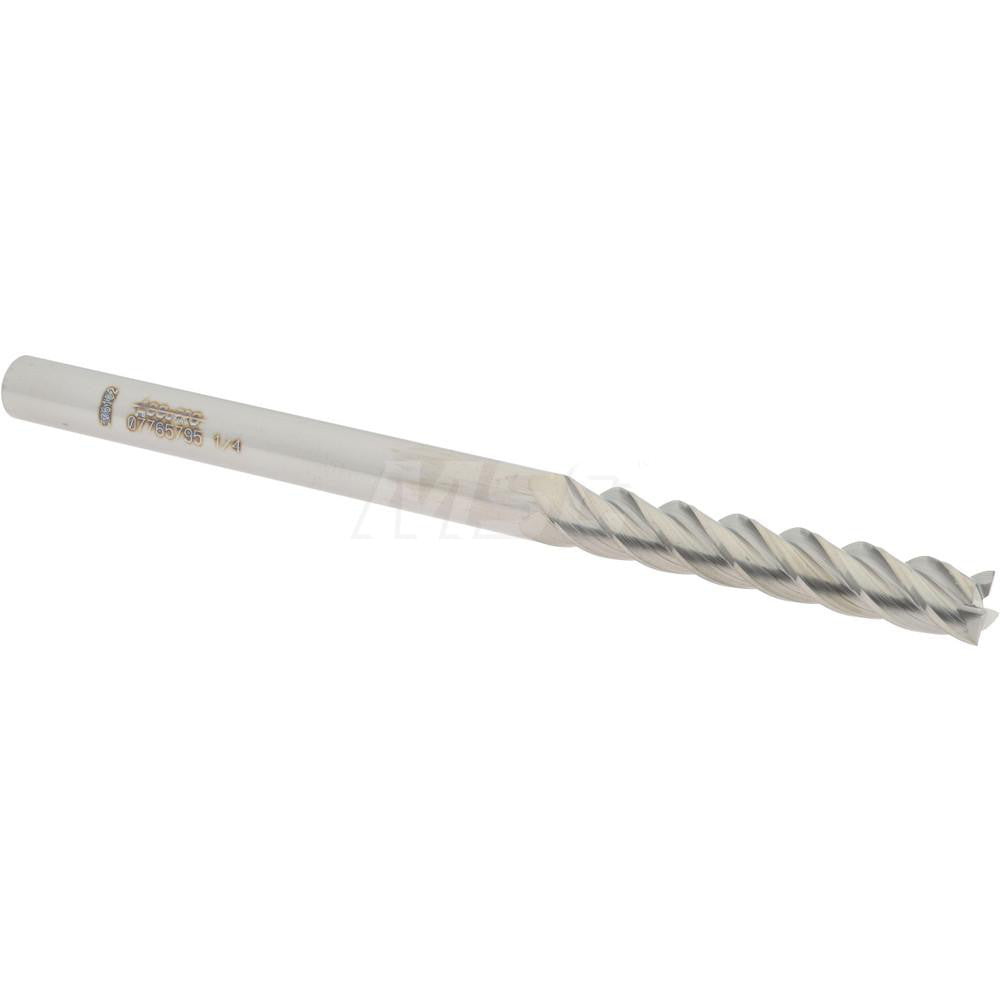 Accupro 07765795 Square End Mill 1/4'' Dia, 1-1/2'' LOC, 1/4'' Shank Dia, 4'' OAL, 4 Flutes, Solid Carbide
