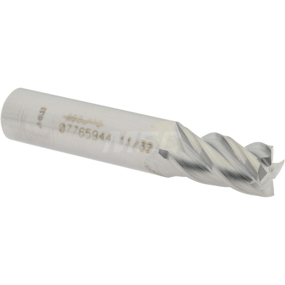 Accupro 07765944 Square End Mill 11/32'' Dia, 5/8'' LOC, 3/8'' Shank Dia, 2'' OAL, 4 Flutes, Solid Carbide