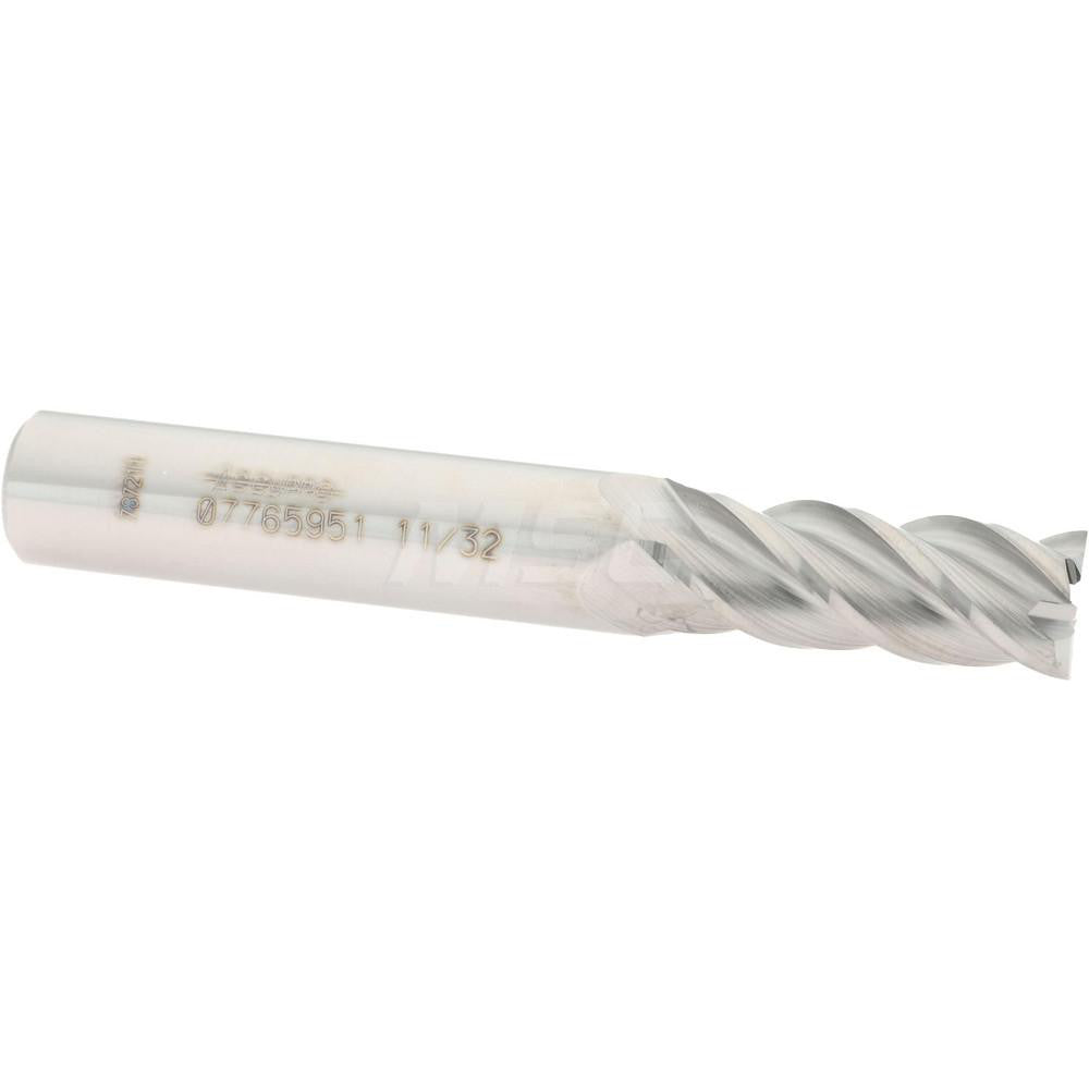 Accupro 07765951 Square End Mill 11/32'' Dia, 7/8'' LOC, 3/8'' Shank Dia, 2-1/2'' OAL, 4 Flutes, Solid Carbide