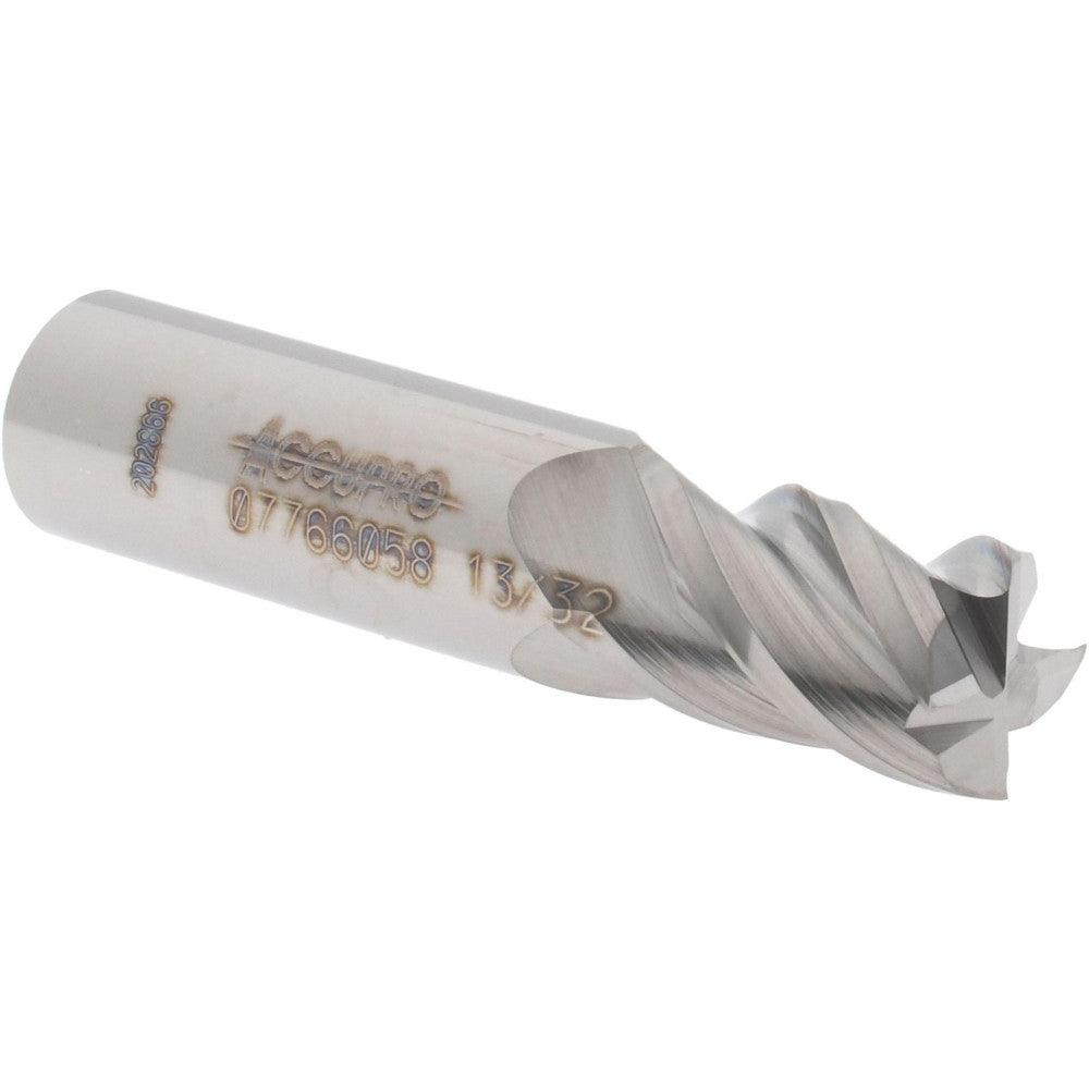 Accupro 07766058 Square End Mill 13/32'' Dia, 5/8'' LOC, 7/16'' Shank Dia, 2'' OAL, 4 Flutes, Solid Carbide