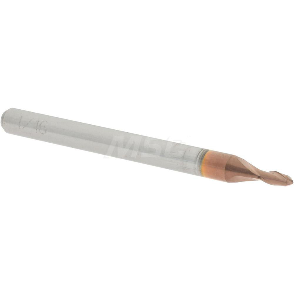 Accupro 07766447 Ball End Mill 0.0625" Dia, 0.125" LOC, 2 Flute, Solid Carbide