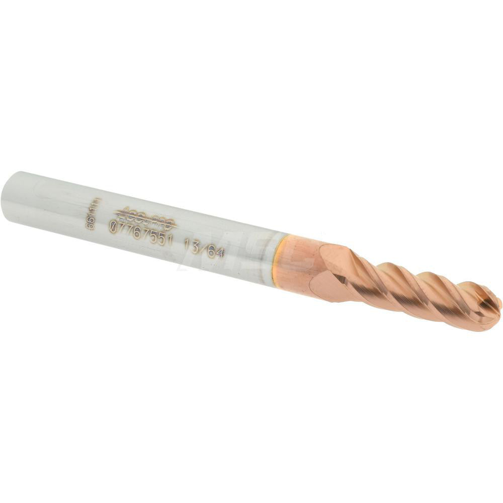 Accupro 07767551 Ball End Mill 0.2031" Dia, 0.625" LOC, 4 Flute, Solid Carbide
