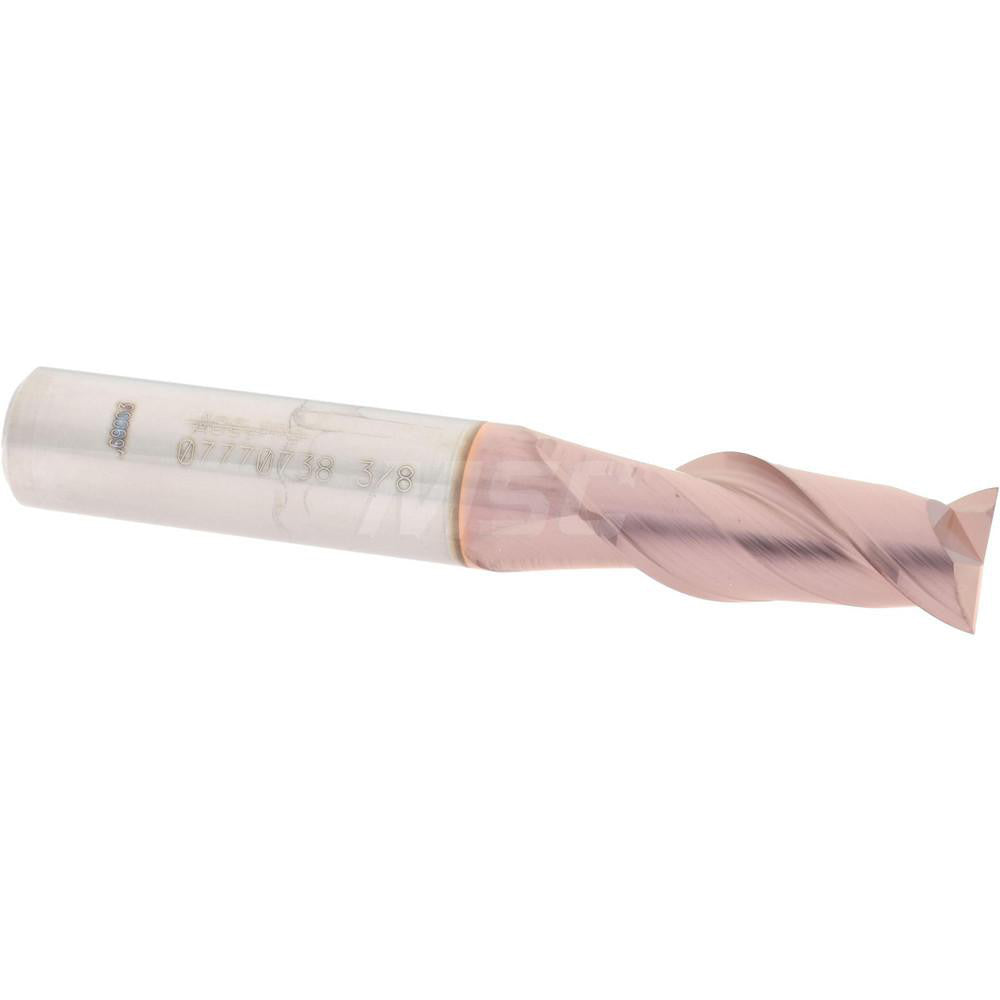 Accupro 07770738 Square End Mill 3/8'' Dia, 7/8'' LOC, 3/8'' Shank Dia, 2-1/2'' OAL, 2 Flutes, Solid Carbide