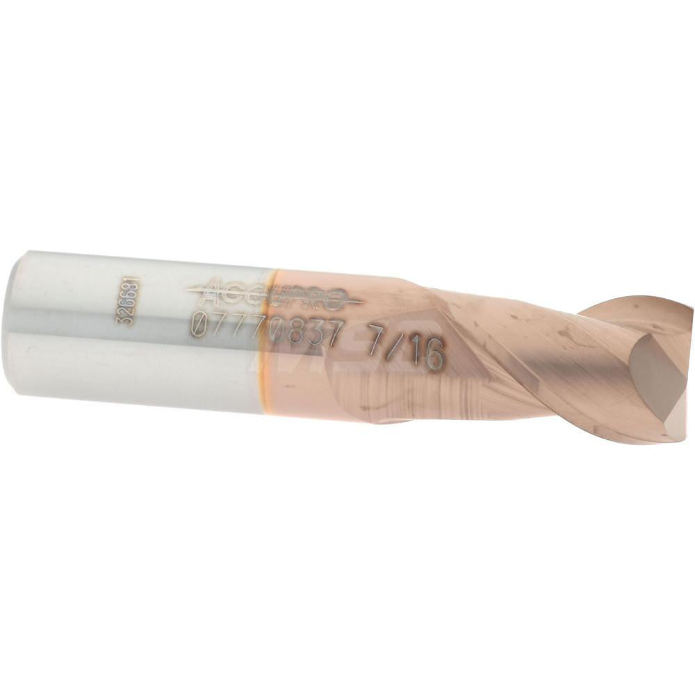 Accupro 07770837 Square End Mill 7/16'' Dia, 5/8'' LOC, 7/16'' Shank Dia, 2'' OAL, 2 Flutes, Solid Carbide