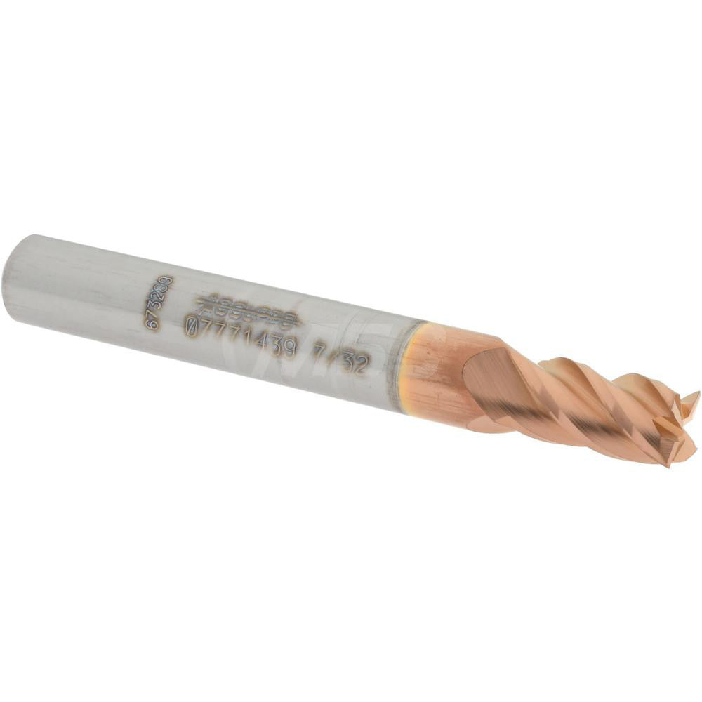 Accupro 07771439 Square End Mill 7/32'' Dia, 3/8'' LOC, 1/4'' Shank Dia, 2'' OAL, 4 Flutes, Solid Carbide
