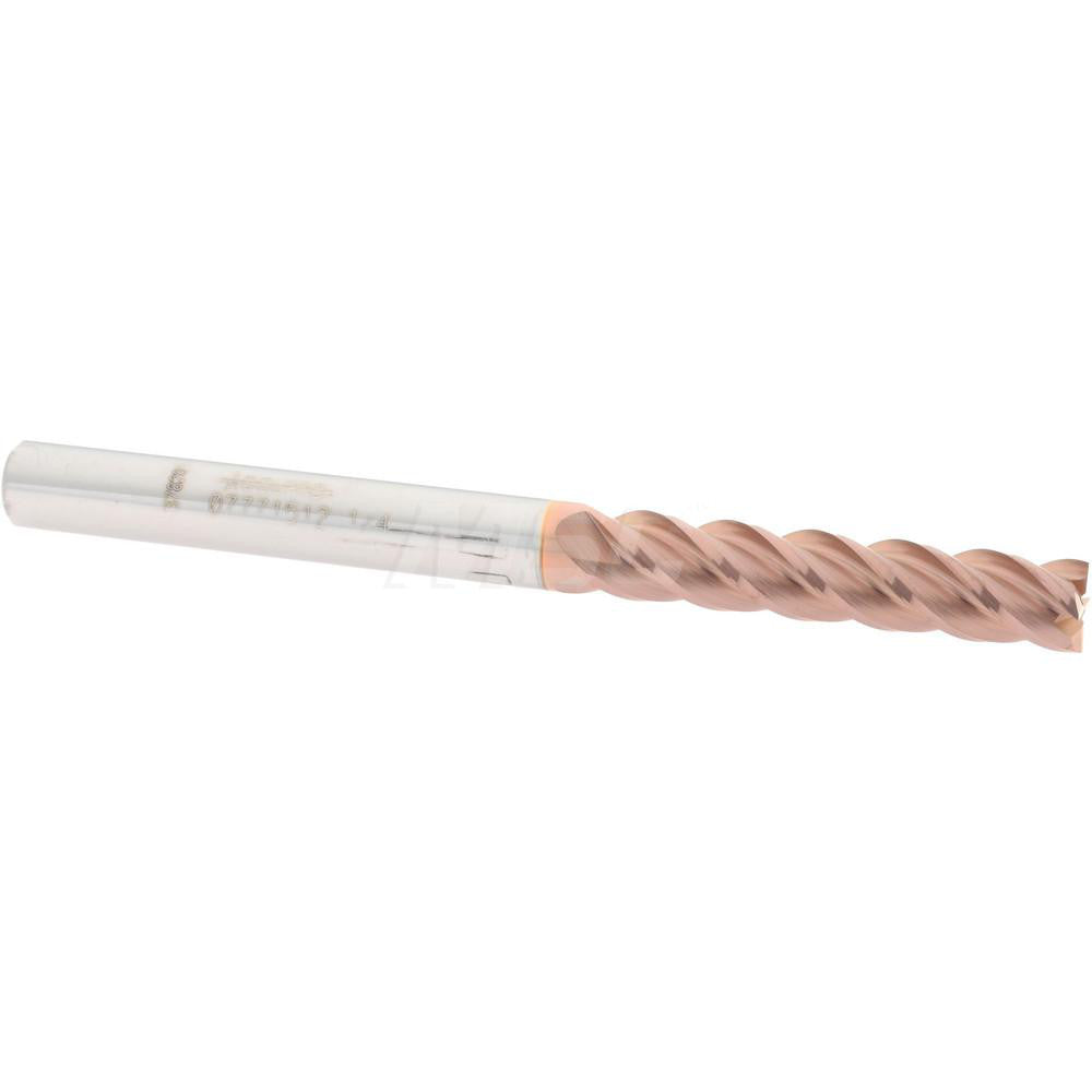 Accupro 07771512 Square End Mill 1/4'' Dia, 1-1/4'' LOC, 1/4'' Shank Dia, 3'' OAL, 4 Flutes, Solid Carbide