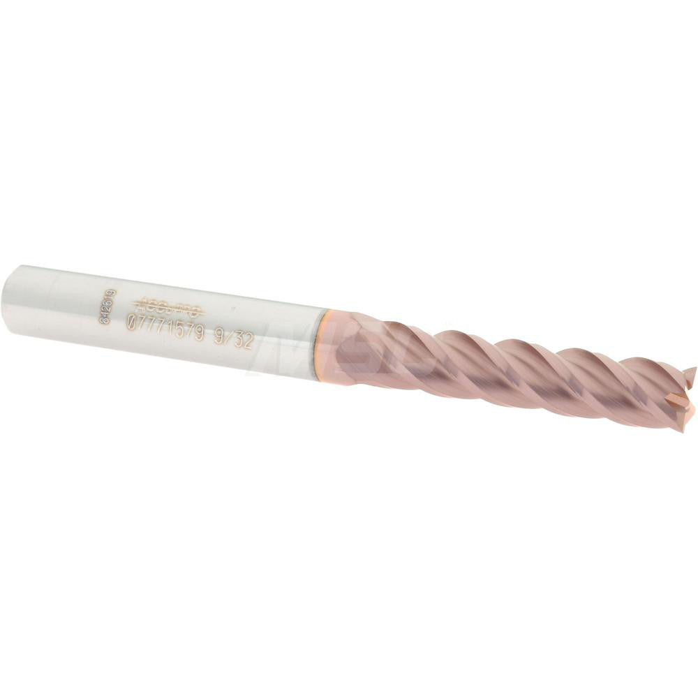 Accupro 07771579 Square End Mill 9/32'' Dia, 1-1/4'' LOC, 5/16'' Shank Dia, 3'' OAL, 4 Flutes, Solid Carbide