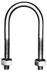 Chicago Hardware & Fixture 50492-8 Round U-Bolt Without Mount Plate, 3/8-16 UNC, 1-1/4" Thread Length, for 2-1/2" Pipe, 3" Inside Width, Stainless Steel