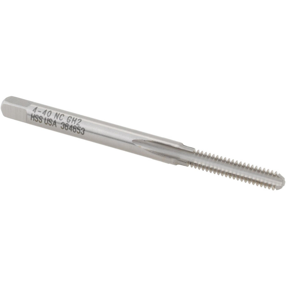 Titan USA TT90078 Straight Flute Tap #4-40 UNC, 3 Flute, Bottoming Chamfer, 2B/3B Class of Fit, HSS, Bright/Uncoated Finish