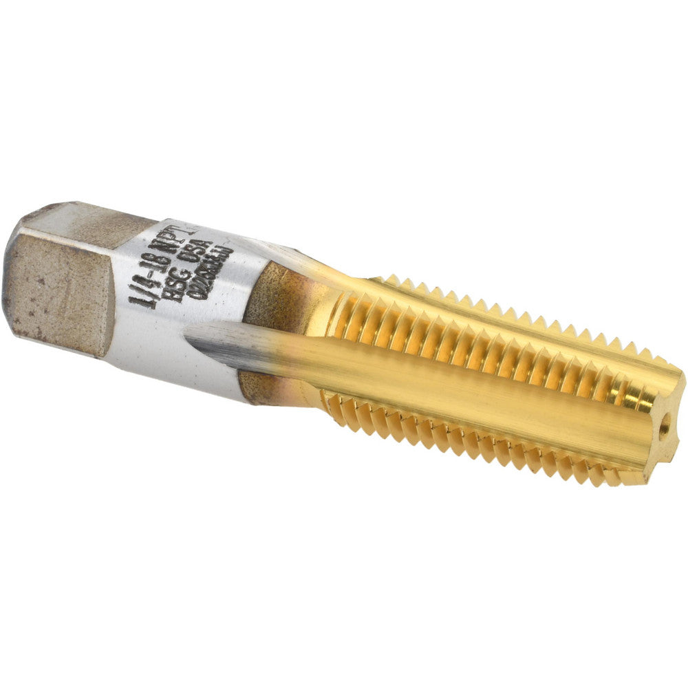 Titan USA TT93406TIN Standard Pipe Tap 1/4-18, NPT, Taper, 4 Flutes, High Speed Steel, TiN Finish