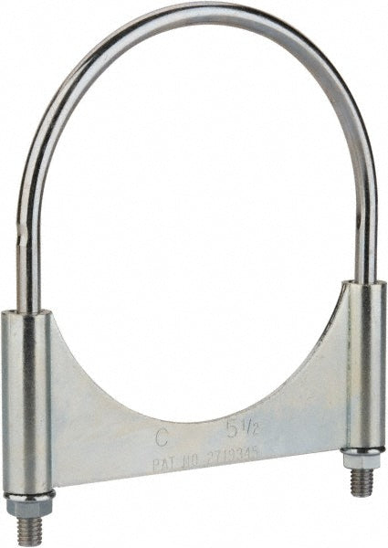 NuLine U550T1 Round U-Bolt Clamping Mount, 3/8-16 UNC, 1-1/2" Thread Length, for 5-1/2" Pipe, 5.67" Inside Width, Steel